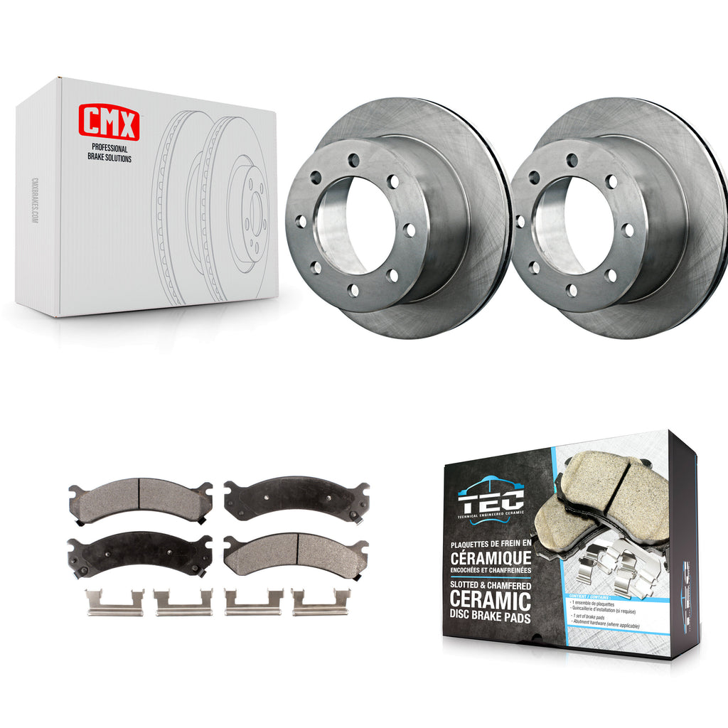 Rear Disc Brake Rotor Ceramic Pad Kit For Chevrolet Silverado 3500 HD GMC Sierra