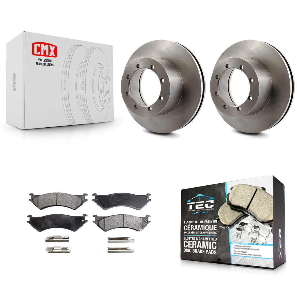 Rear Disc Brake Rotors And Ceramic Pads Kit For Ford E-350 Super Duty