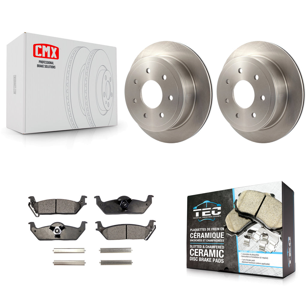 Rear Disc Brake Rotors And Ceramic Pads Kit For Ford F-150 Lincoln Mark LT