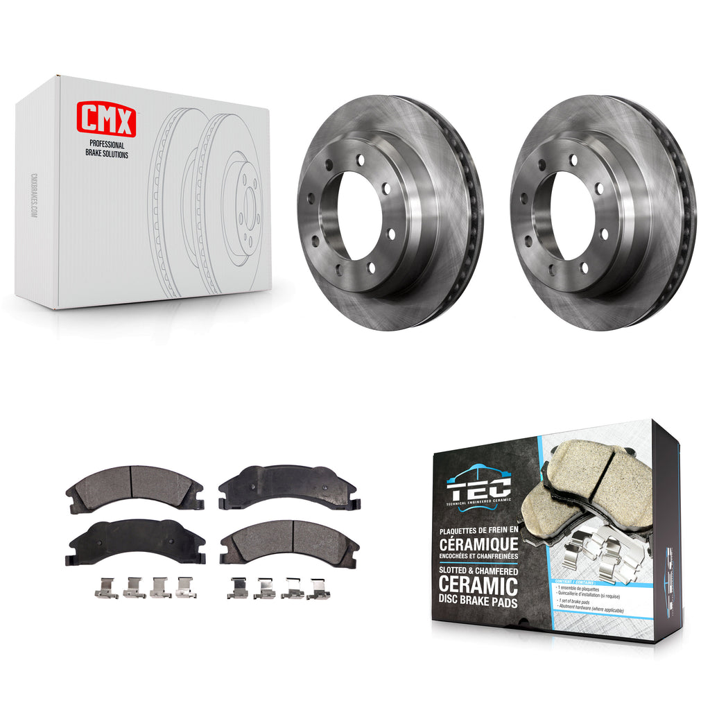 Rear Brake Rotor Ceramic Pad Kit For Ford E-350 Super Duty E-250 E-150 Econoline