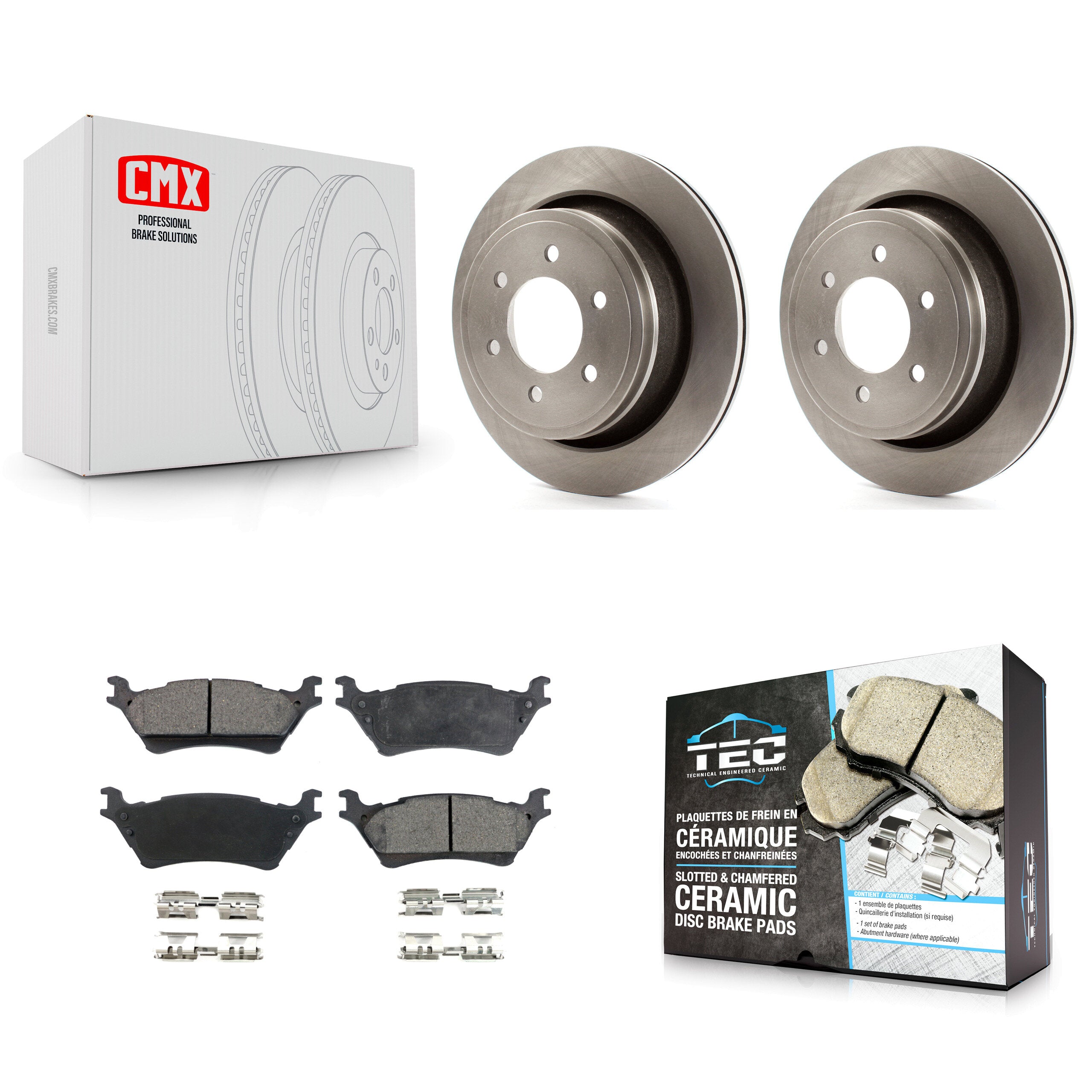 Rear Disc Brake Rotors And Ceramic Pads Kit For Ford F-150