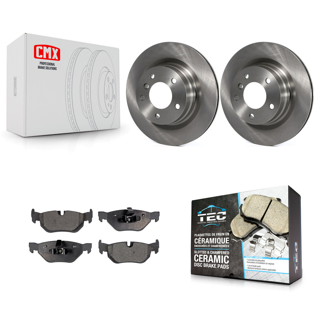 Rear Disc Brake Rotors And Ceramic Pads Kit For BMW 328i 325i 323i