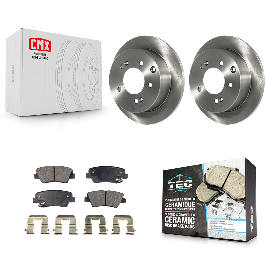 [Rear] 2010-2013 Kia Soul Premium OE Brake Rotors & Ceramic Pads Kit For Max Braking
