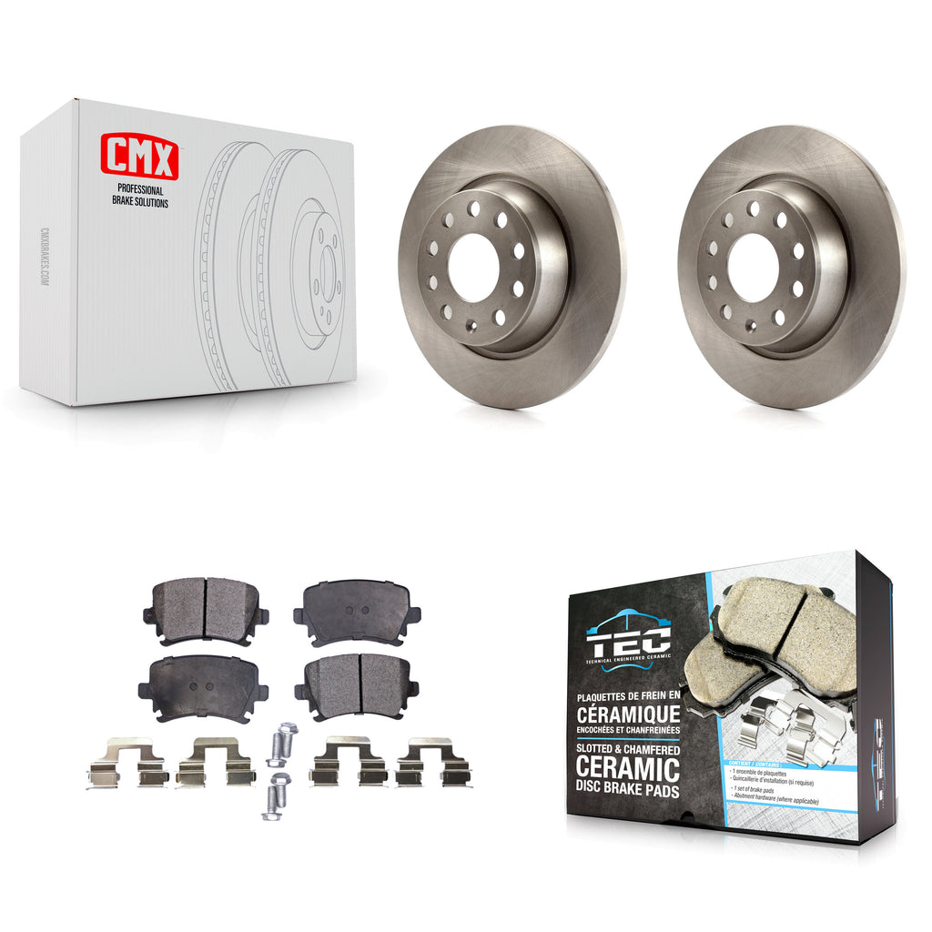 Rear Brake Rotors Ceramic Pad Kit For Volkswagen Tiguan CC Jetta Audi Passat GTI