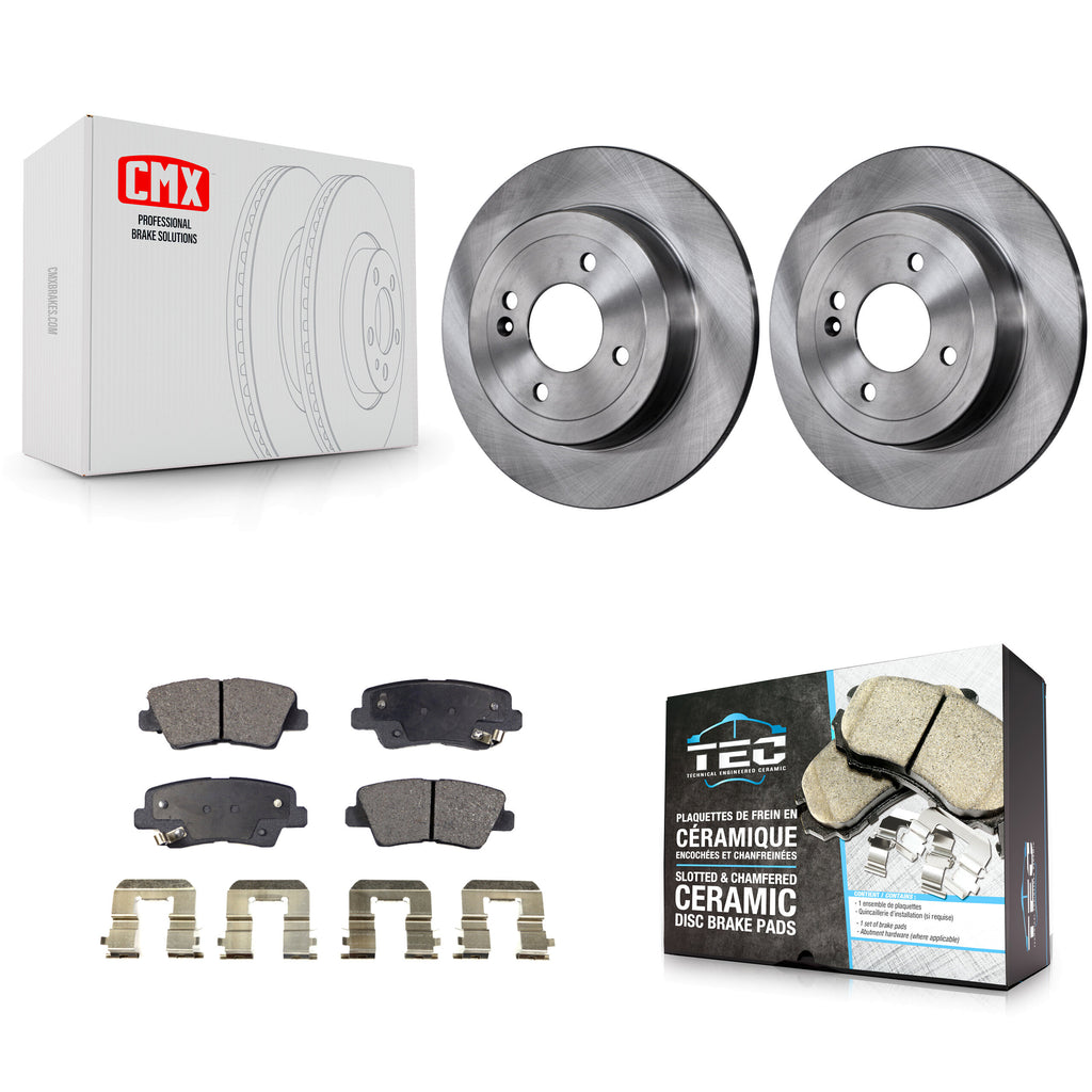 [Rear] 2011 Hyundai Accent Premium OE Brake Rotors & Ceramic Pads Kit For Max Braking