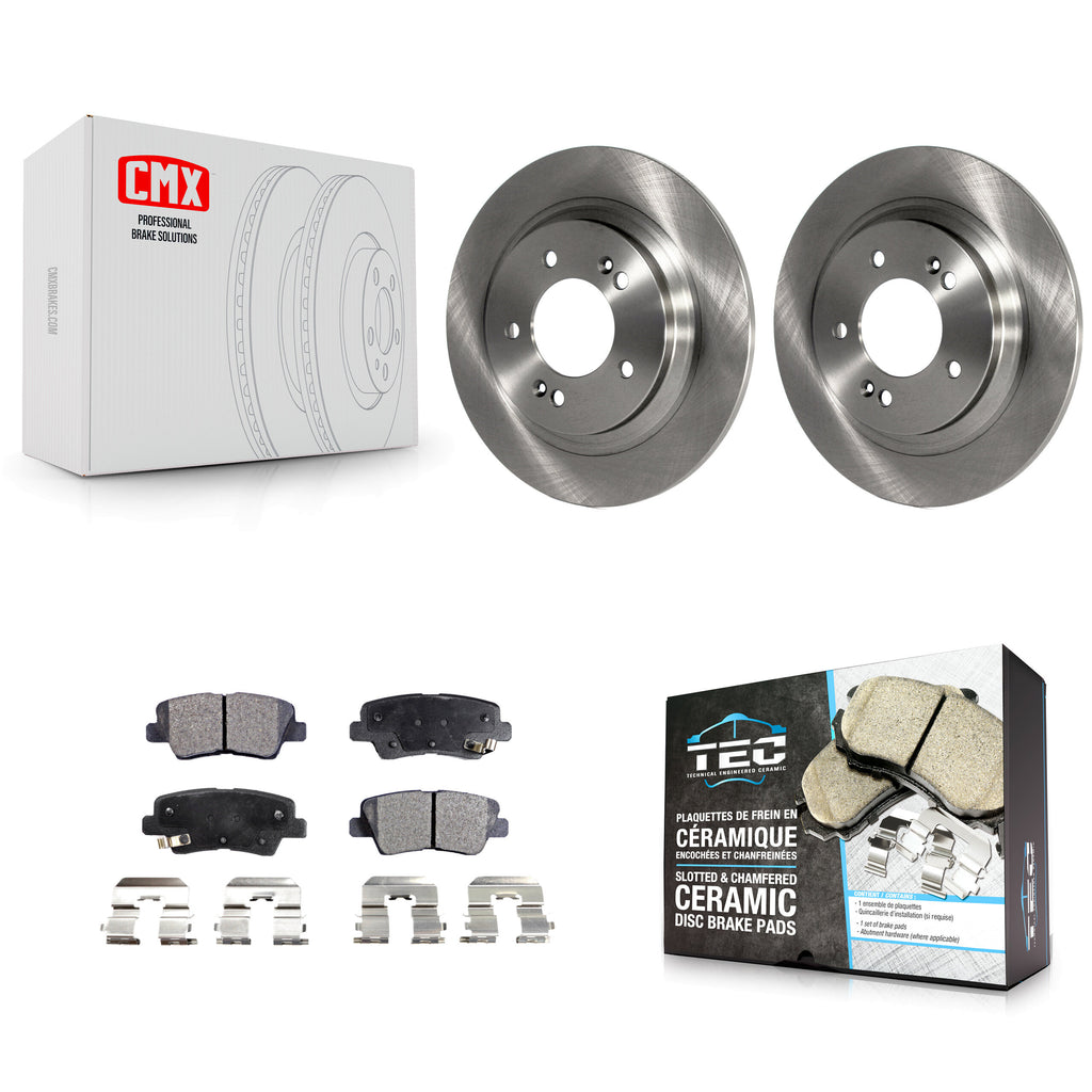 Rear Disc Brake Rotors And Ceramic Pad Kit For Kia Optima Hyundai Sonata Soul EV