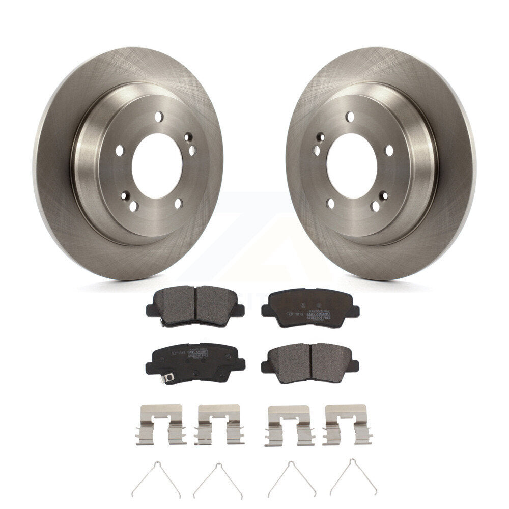 Rear Brake Rotor Ceramic Pad Kit For 14-17 Kia Rondo With Electric Parking