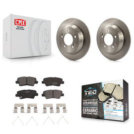 Rear Brake Rotor Ceramic Pad Kit For 14-17 Kia Rondo With Electric Parking