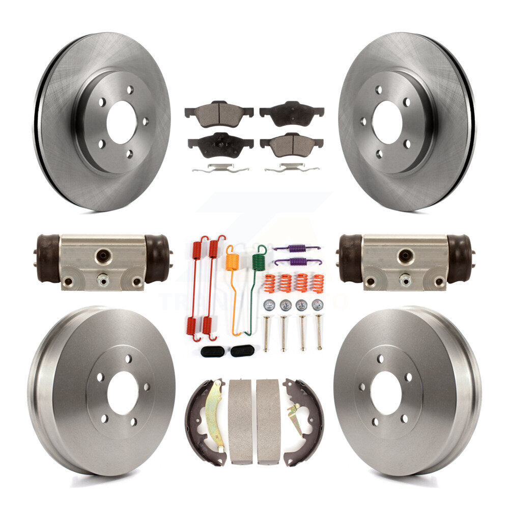 Front Rear Disc Brake Rotor Ceramic Pad & Drum Kit (9Pc) For Ford Escape Mercury