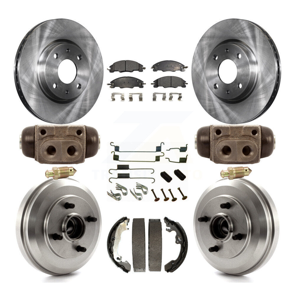 Front Rear Disc Brake Rotors Ceramic Pads And Drum Kit (9Pc) For Ford Focus
