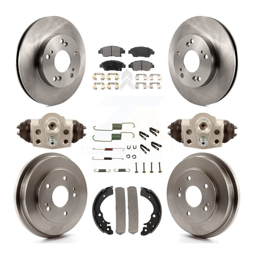 Front Rear Disc Brake Rotors Ceramic Pads And Drum Kit (9Pc) For Honda Civic