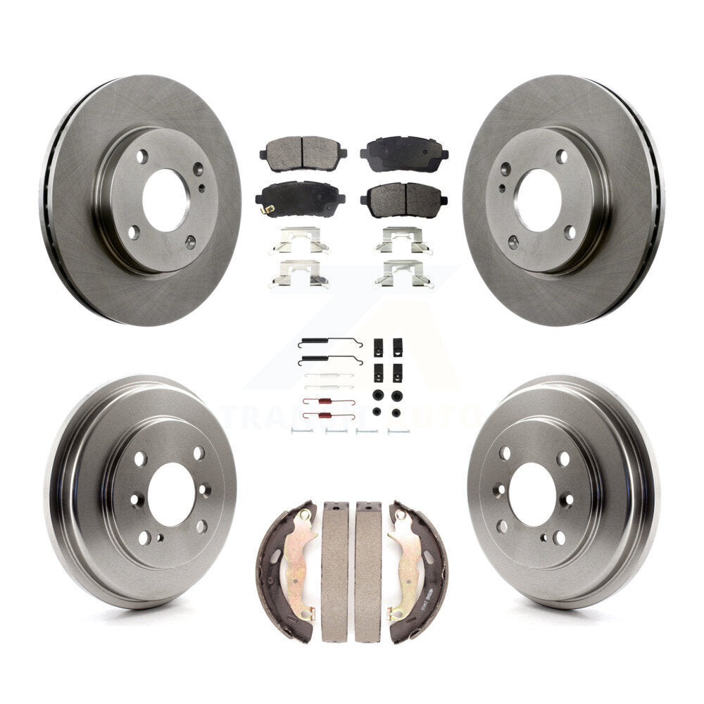 Front Rear Disc Brake Rotors Ceramic Pads And Drum Kit (7Pc) For Ford Fiesta
