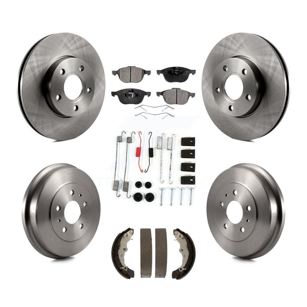 Front Rear Disc Brake Rotors Ceramic Pad Drum Kit (7Pc) For Ford Focus FMSI=1004