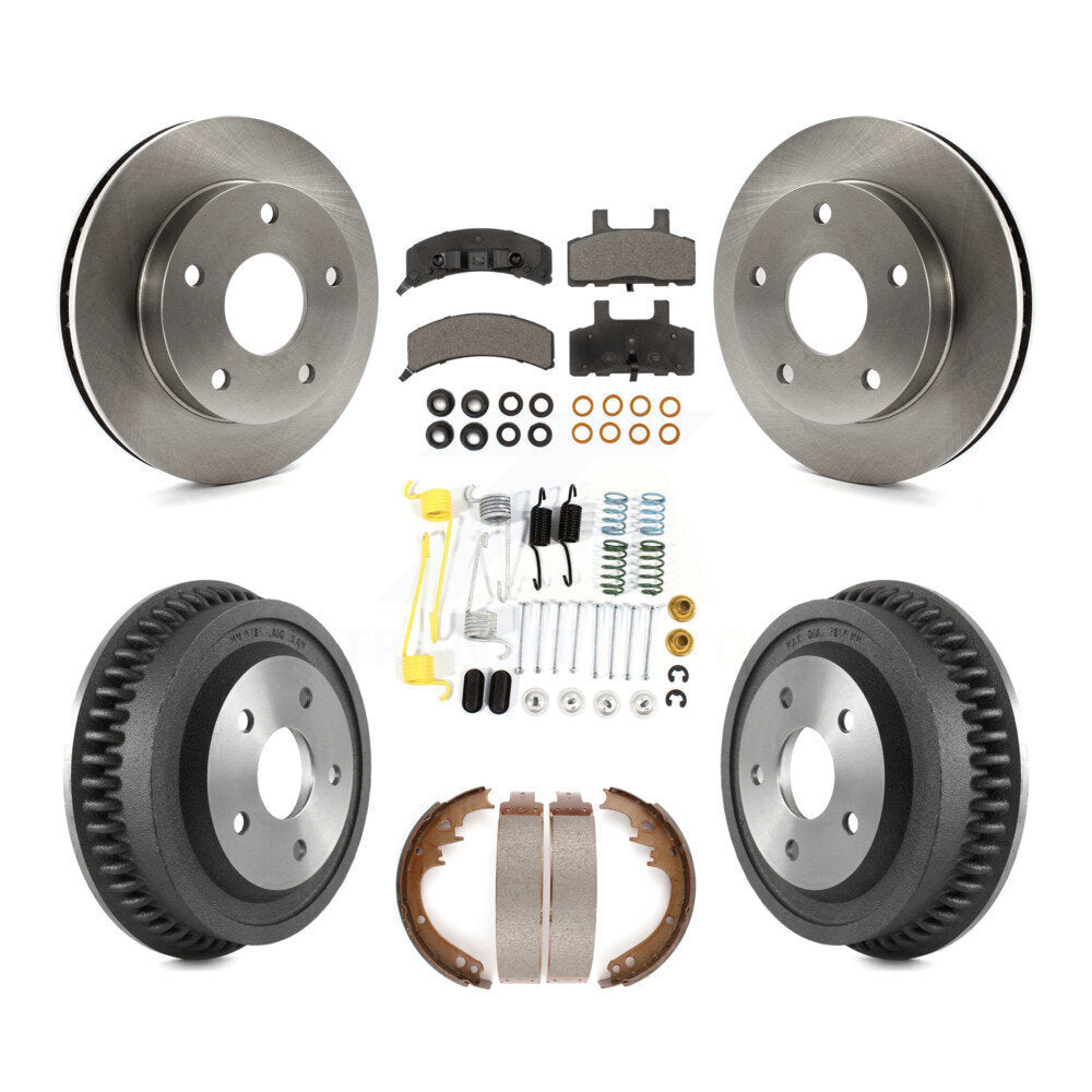 [Front+Rear] 94-99 Dodge Ram 1500 4WD Premium OE Brake Rotor Drum Kit & Ceramic Pads For Max Braking