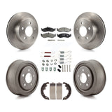 Front Rear Disc Brake Rotors Ceramic Pads And Drum Kit (7Pc) For Jeep Wrangler