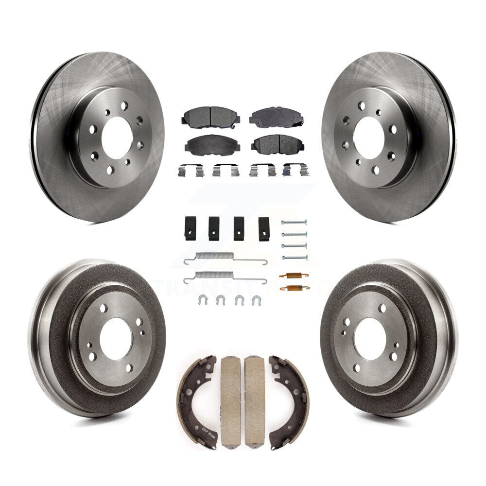 Front Rear Disc Brake Rotors Ceramic Pad Drum Kit (7Pc) For Honda Civic Acura EL