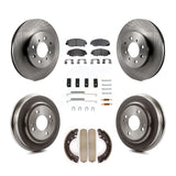 Front Rear Disc Brake Rotors Ceramic Pad Drum Kit (7Pc) For Honda Civic Acura EL