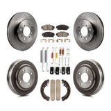 Front Rear Disc Brake Rotors Ceramic Pads And Drum Kit (7Pc) For Honda Civic