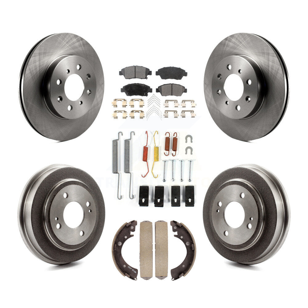 [Front+Rear] 2007-2008 Honda Fit Premium OE Brake Rotor Drum Kit & Ceramic Pads For Max Braking