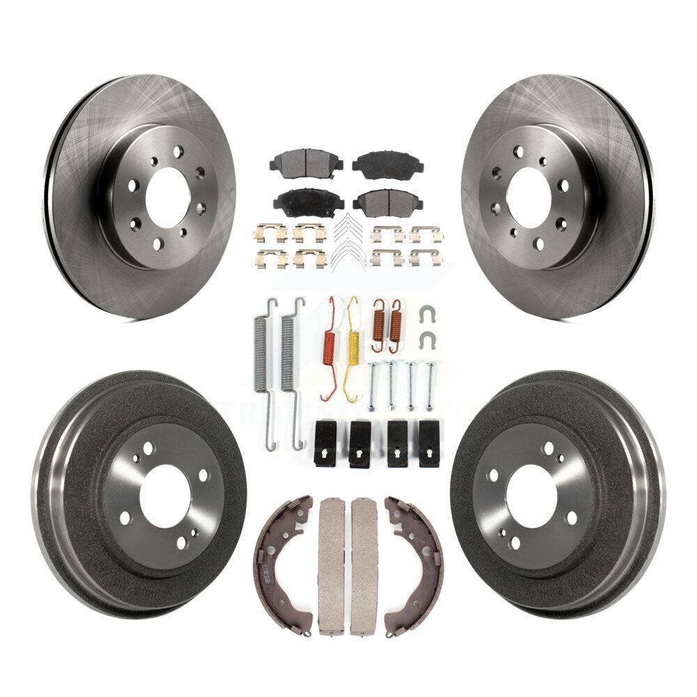 Front Rear Disc Brake Rotors Ceramic Pads And Drum Kit (7Pc) For Honda Fit