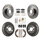 Front Rear Disc Brake Rotors Ceramic Pads And Drum Kit (7Pc) For Honda Fit