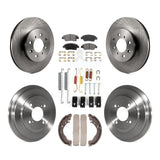 Front Rear Disc Brake Rotors Ceramic Pads And Drum Kit (7Pc) For Honda Fit