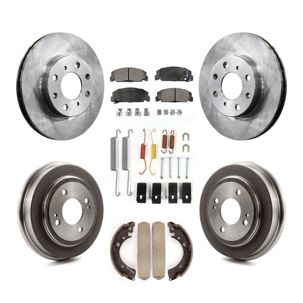 Front Rear Disc Brake Rotors Ceramic Pads And Drum Kit (7Pc) For Honda Civic