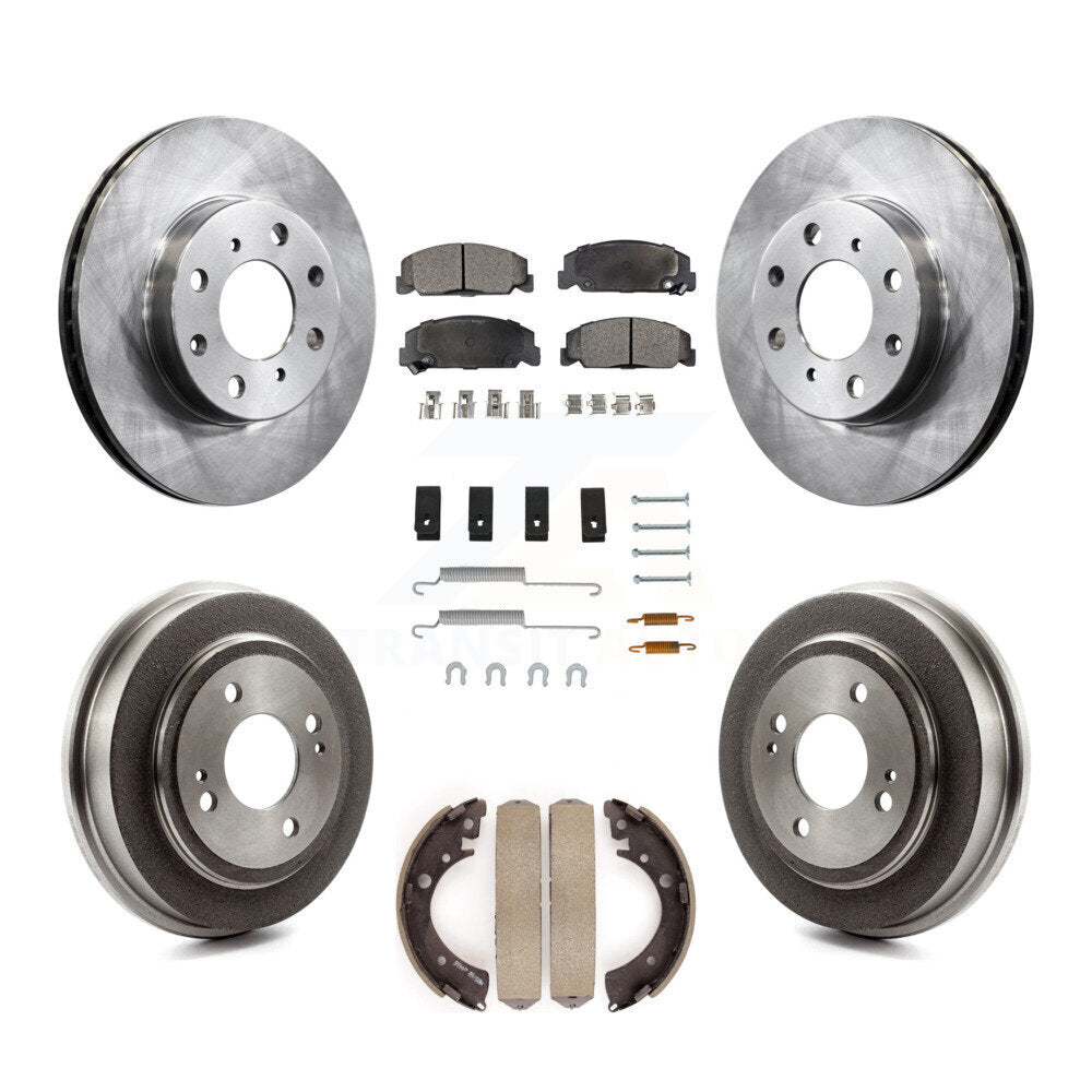 Front Rear Disc Brake Rotors Ceramic Pads And Drum Kit (7Pc) For Honda Civic