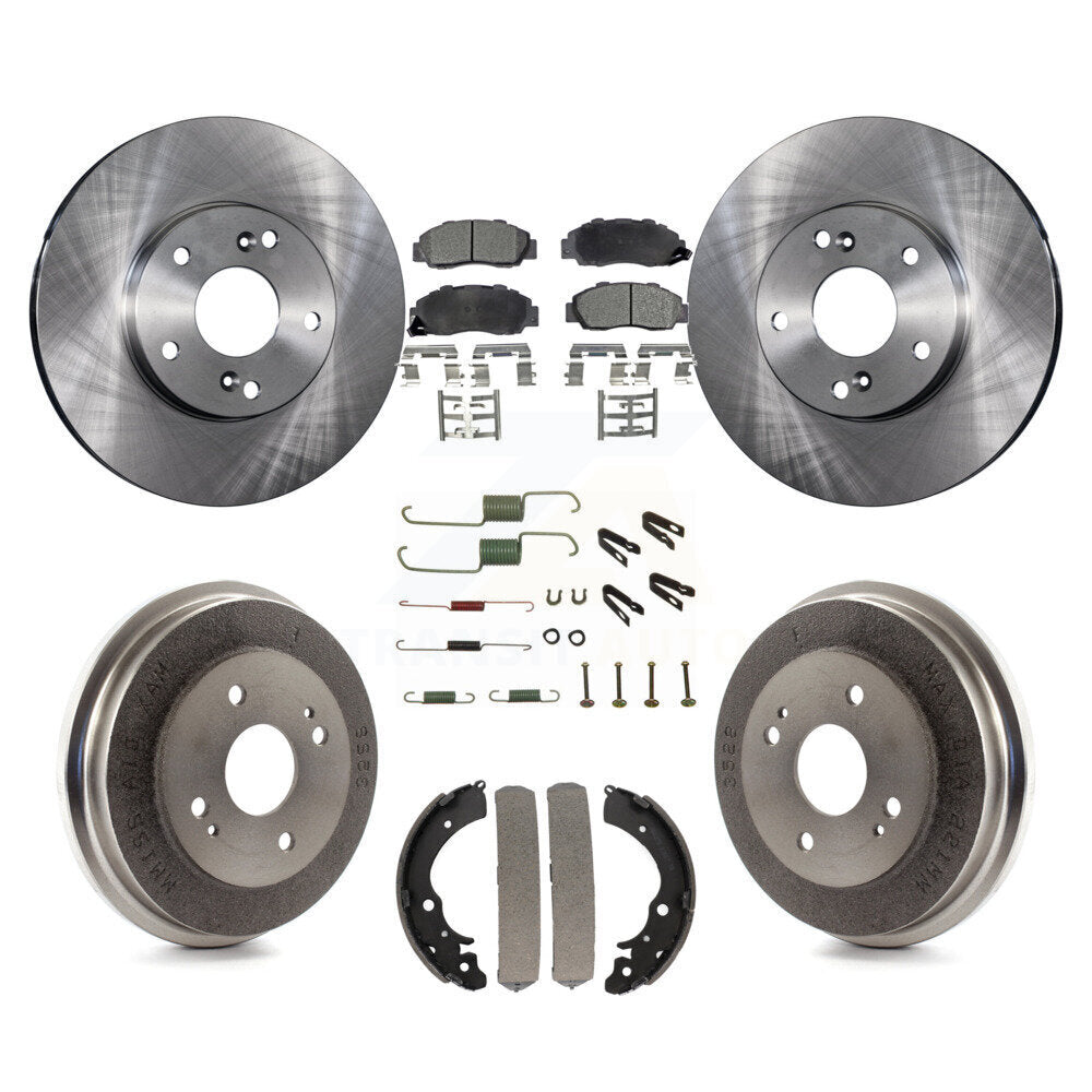 Front Rear Disc Brake Rotor Ceramic Pad And Drum Kit (7Pc) For Honda Accord 3.0L