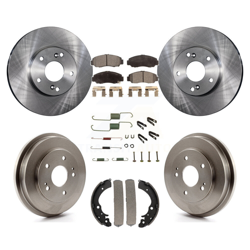 Front Rear Disc Brake Rotors Ceramic Pad & Drum Kit (7Pc) For Honda Accord Civic