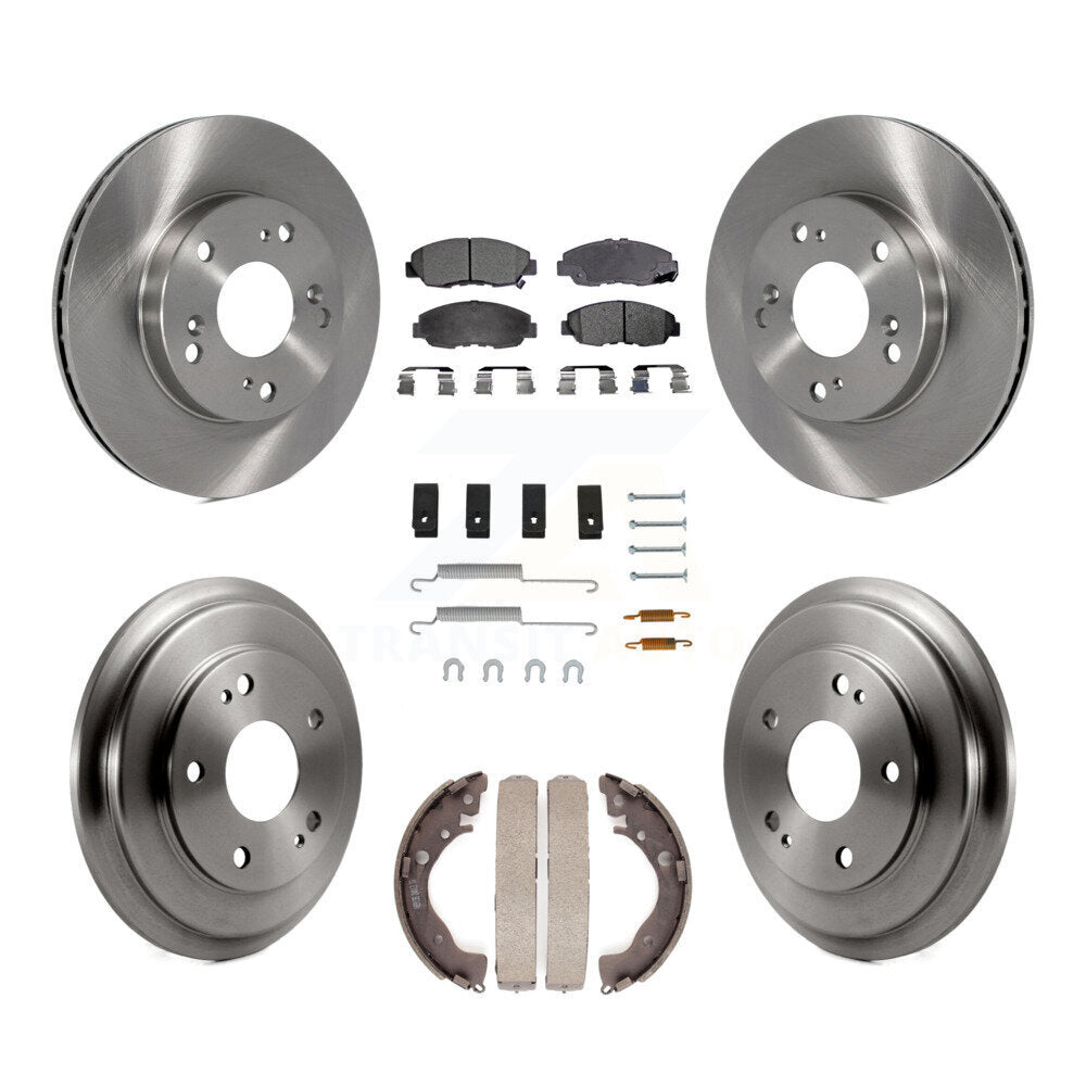 Front Rear Disc Brake Rotors Ceramic Pads And Drum Kit (7Pc) For Honda Civic