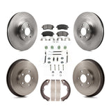 Front Rear Disc Brake Rotors Ceramic Pad & Drum Kit (7Pc) For Subaru Impreza WRX