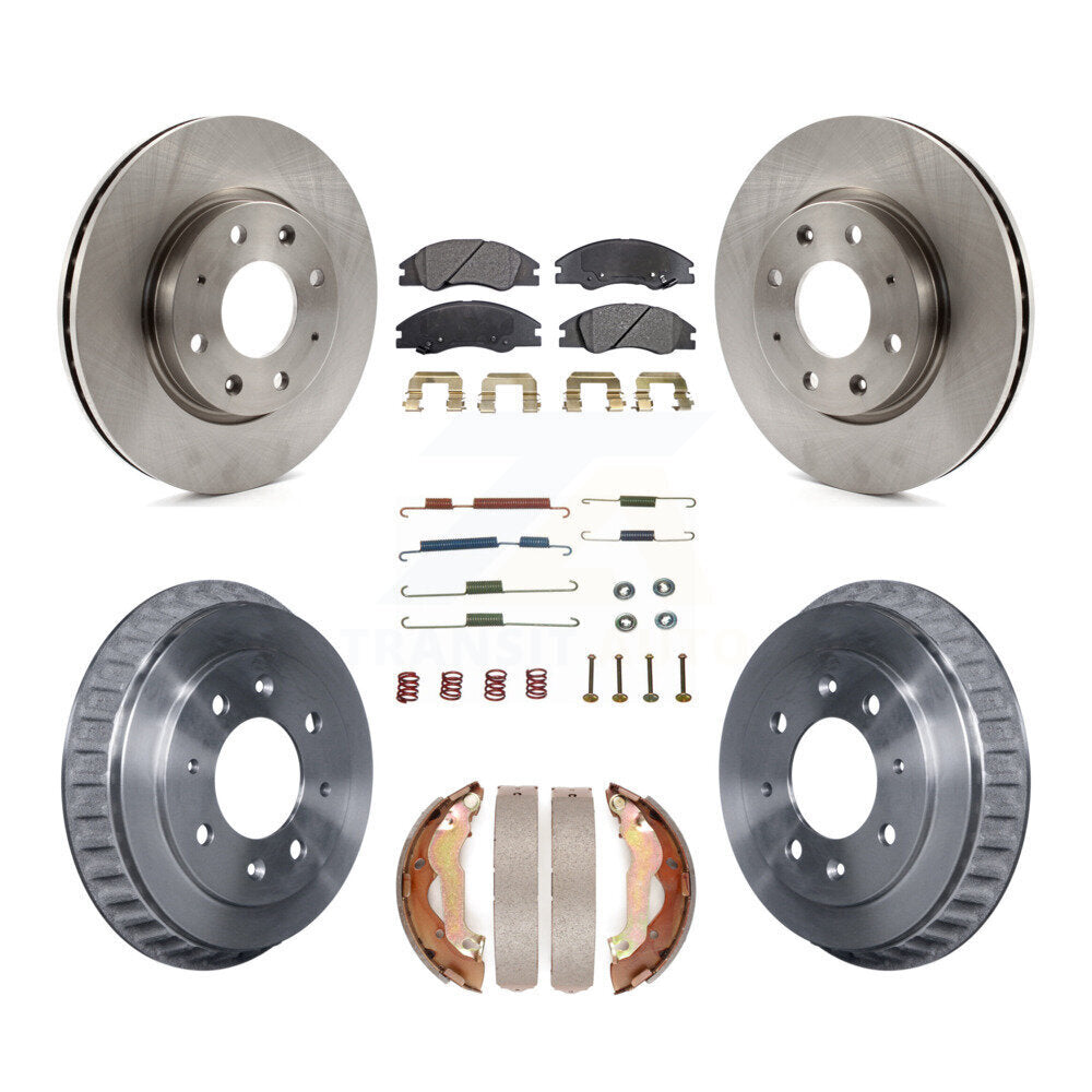 Front Rear Disc Brake Rotors Ceramic Pads And Drum Kit (7Pc) For Kia Spectra