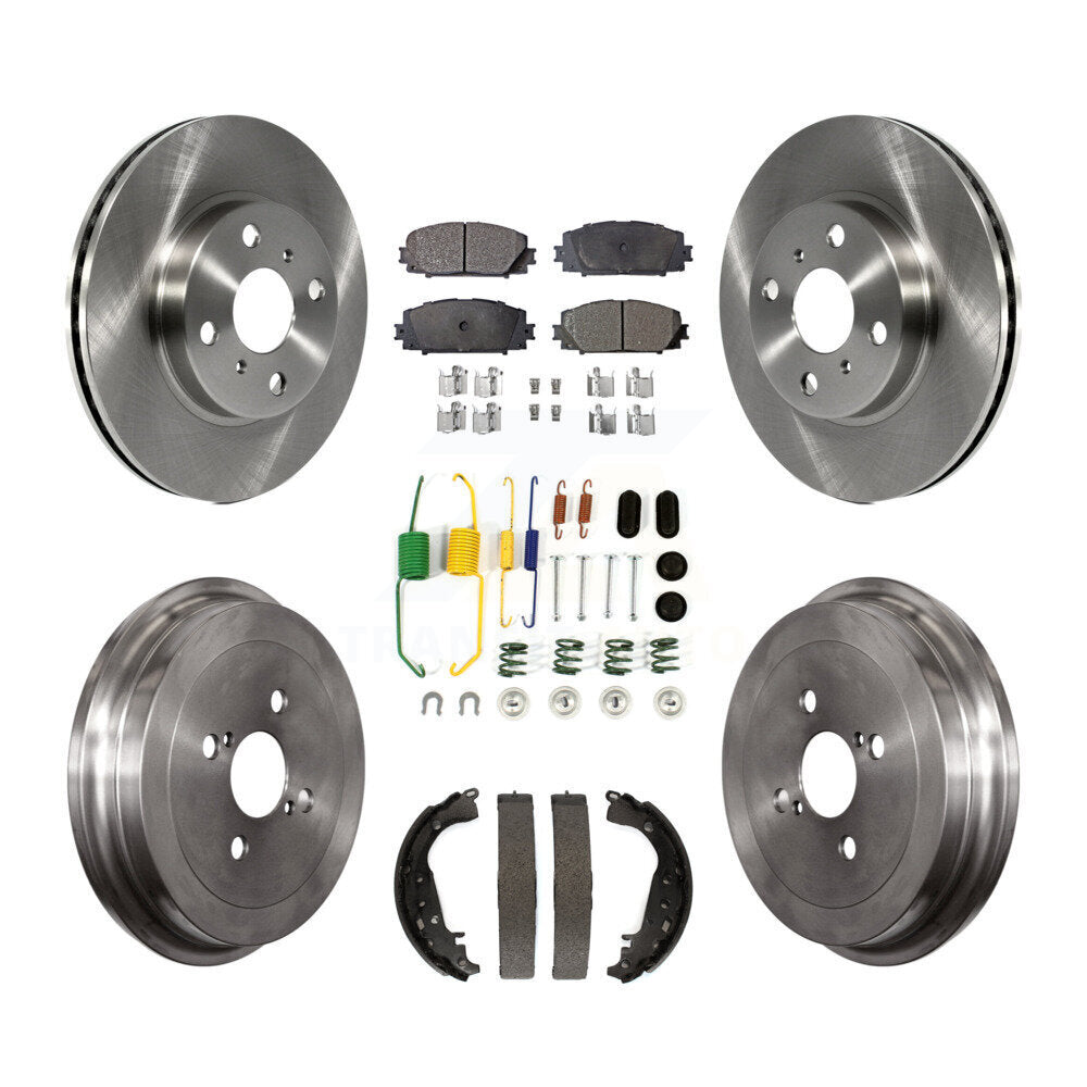 Front Rear Disc Brake Rotors Ceramic Pads And Drum Kit (7Pc) For Toyota Yaris