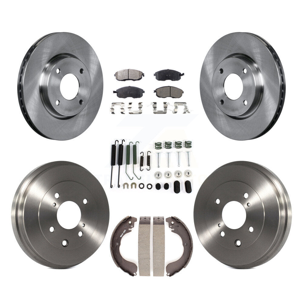 Front Rear Brake Rotor Ceramic Pad & Drum Kit (7Pc) For Nissan Sentra Versa Cube