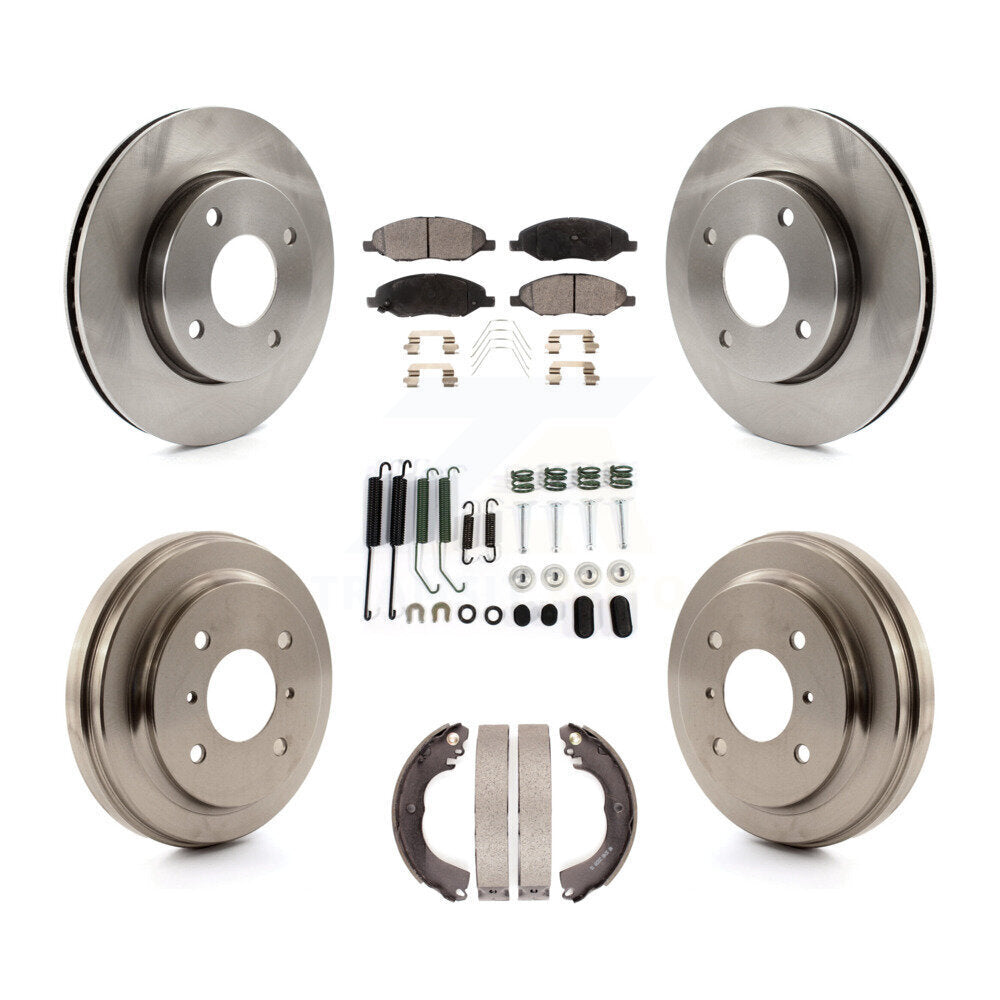 [Front+Rear] 09-11 Nissan Versa 1.6L Premium OE Brake Rotor Drum Kit & Ceramic Pads For Max Braking