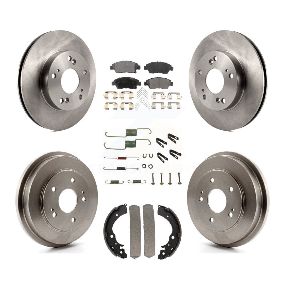 Front Rear Disc Brake Rotors Ceramic Pads And Drum Kit (7Pc) For Honda Civic