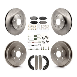 Front Rear Disc Brake Rotors Ceramic Pads And Drum Kit (7Pc) For Honda Civic