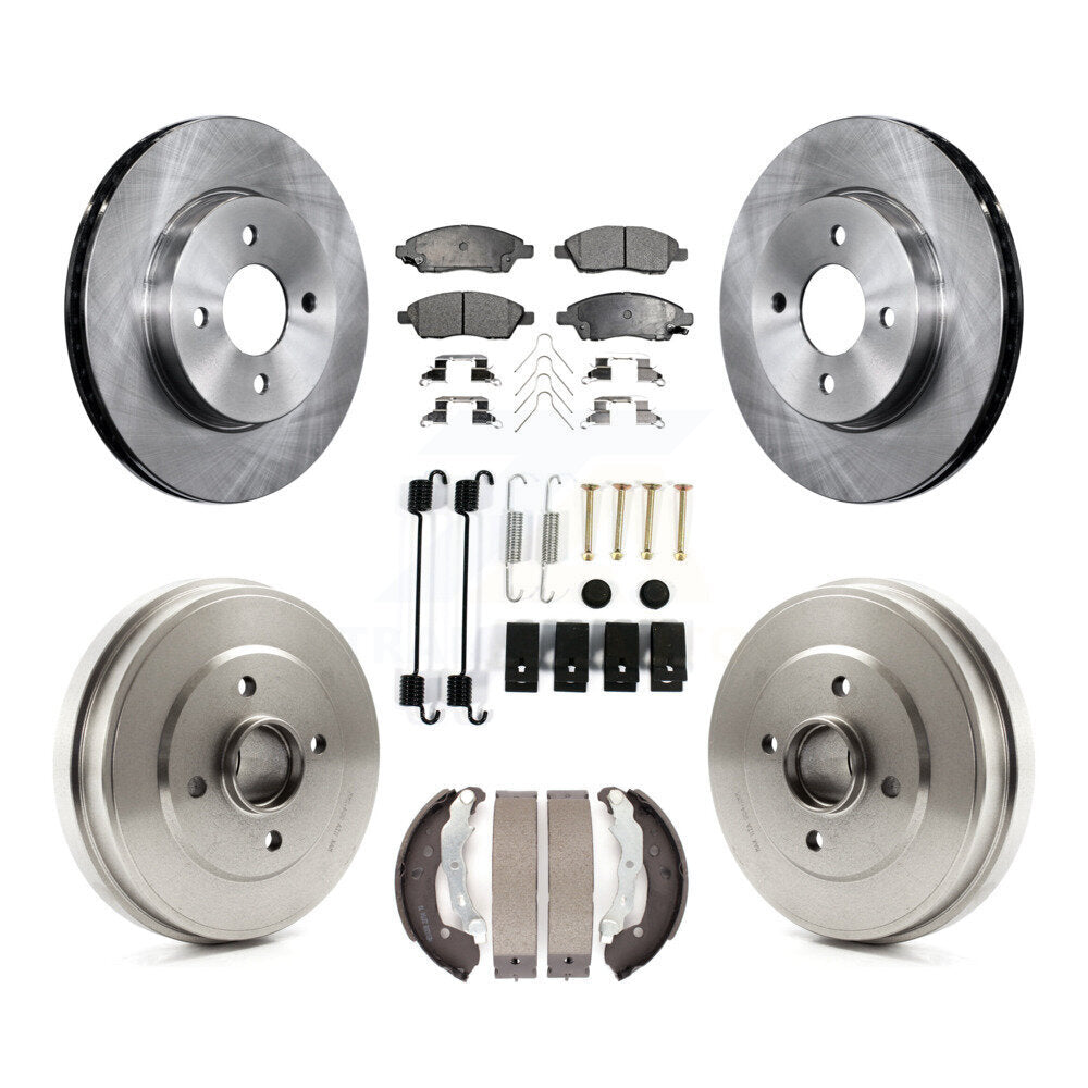 Front Rear Brake Rotors Ceramic Pad & Drum Kit (7Pc) For Nissan Versa Note Micra