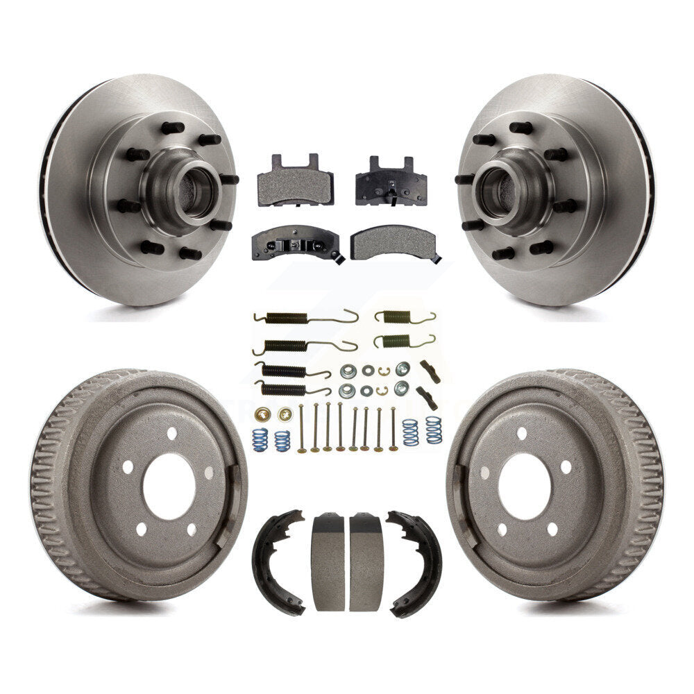 Front Rear Disc Brake Rotors Hub Ceramic Pads And Drum Kit (7Pc) For GMC Yukon
