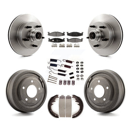 Front Rear Brake Rotors Ceramic Pad Drum Kit (7Pc) For Ford E-150 Econoline Club