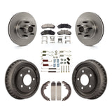 Front Rear Disc Brake Rotors Hub Ceramic Pads And Drum Kit (7Pc) For Ford Ranger