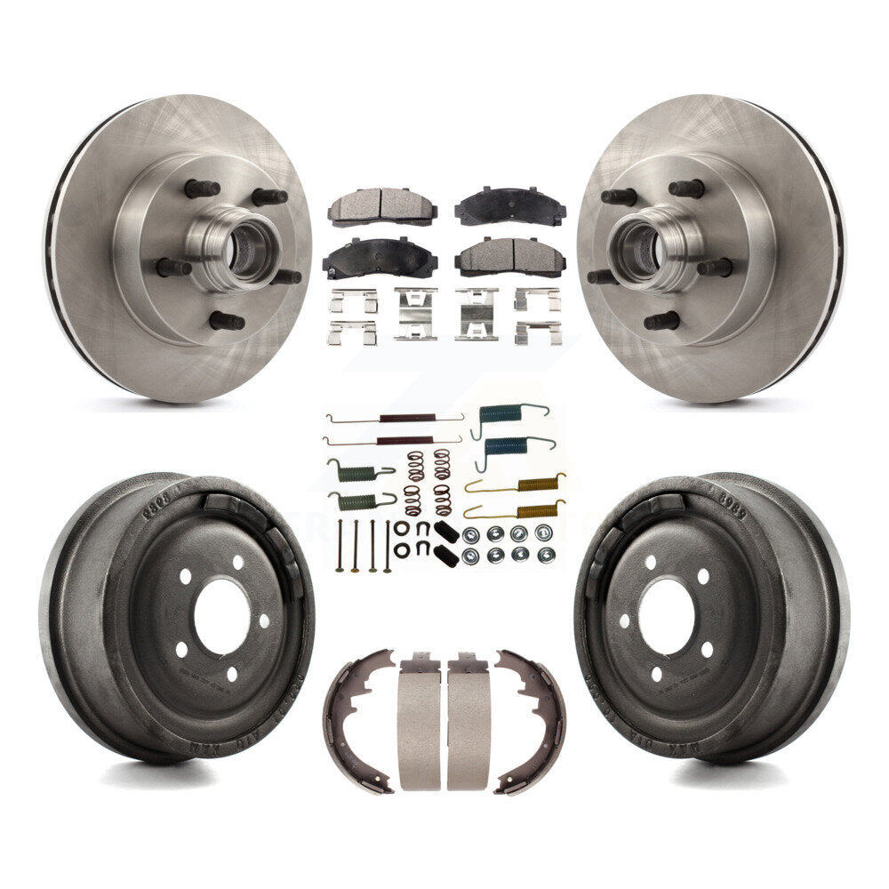 Front Rear Disc Brake Rotors Hub Ceramic Pads And Drum Kit (7Pc) For Mazda B4000