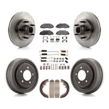 Front Rear Disc Brake Rotors Hub Ceramic Pads And Drum Kit (7Pc) For Ford F-150