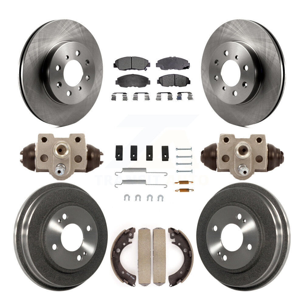 Front Rear Disc Brake Rotors Ceramic Pads And Drum Kit (9Pc) For Honda Civic