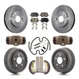 Front Rear Disc Brake Rotors Ceramic Pad And Drum Kit (9Pc) For Chevrolet Malibu