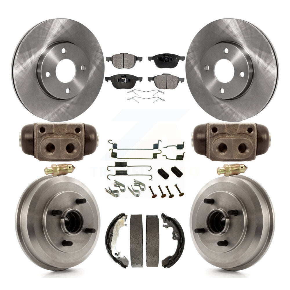 Front Rear Disc Brake Rotors Ceramic Pads And Drum Kit (9Pc) For Ford Focus