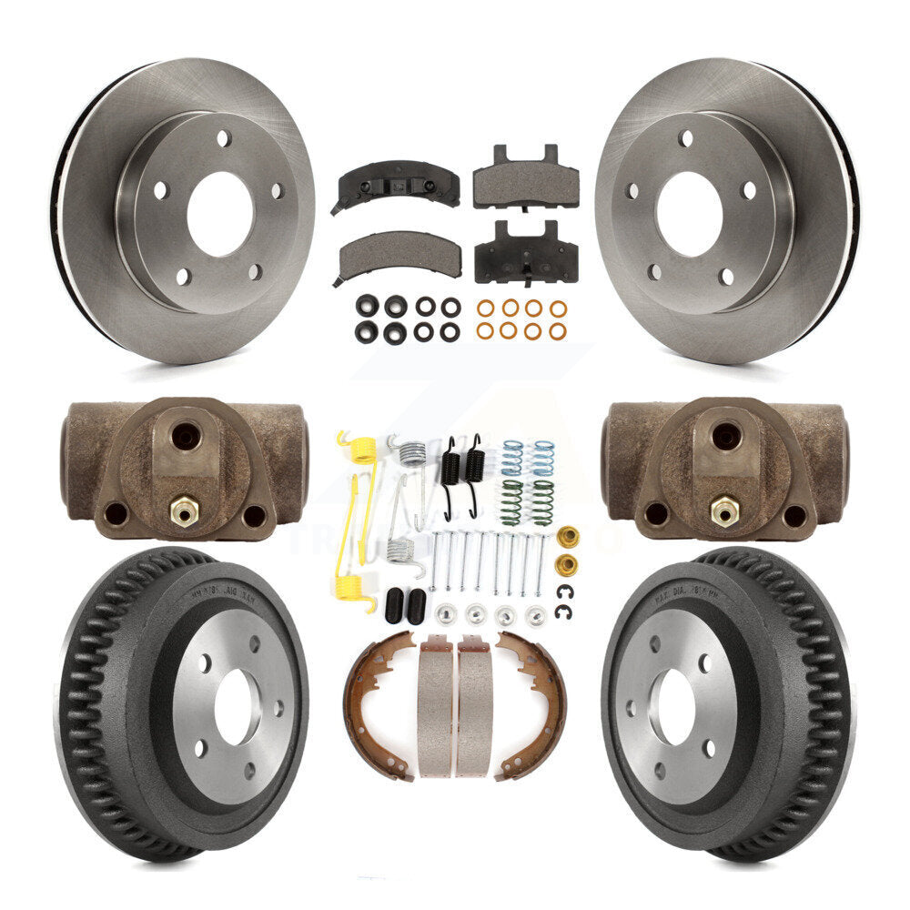 [Front+Rear] 94-99 Dodge Ram 1500 4WD Premium OE Brake Rotor Drum Kit & Ceramic Pads For Max Braking
