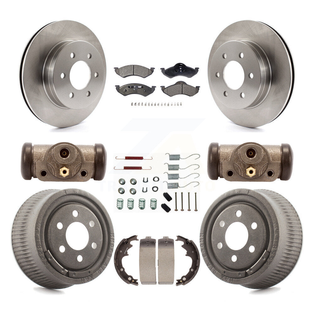 Front Rear Disc Brake Rotors Ceramic Pads And Drum Kit (9Pc) For Dodge Dakota