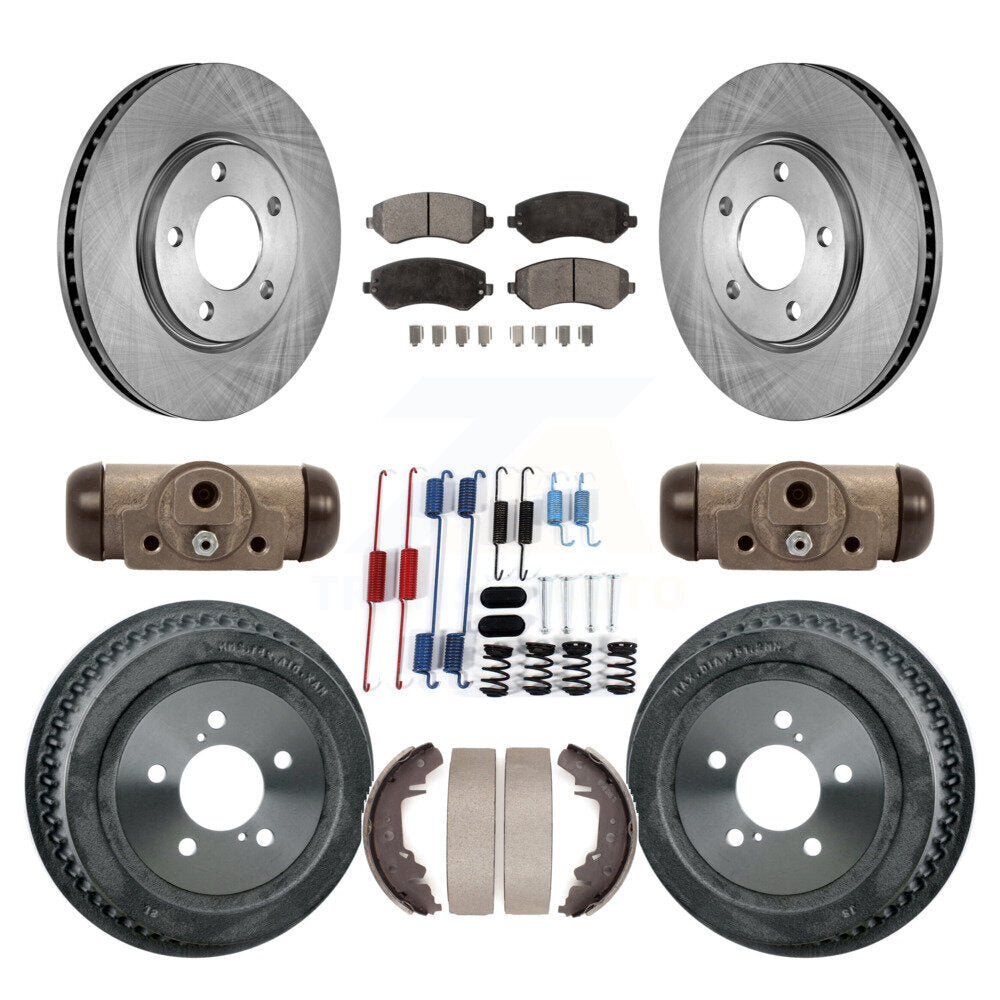 Front Rear Disc Brake Rotor Ceramic Pad & Drum Kit (9Pc) For Dodge Grand Caravan
